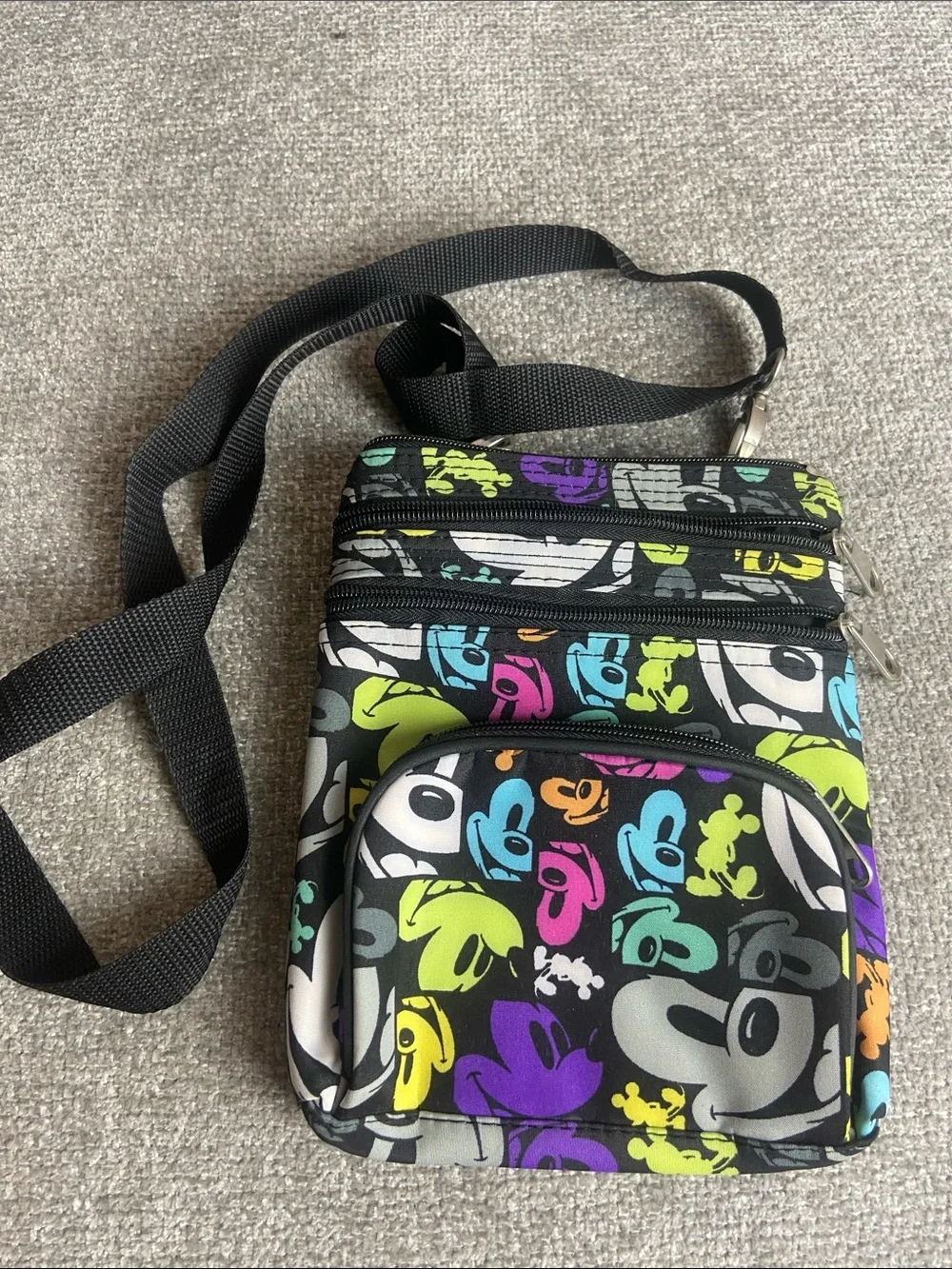 Disney Small Crossbody Bag in Black with Multicolor Character Print